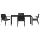 Garden Dining Set 5 pcs Black and Grey PE Rattan - Close-Up Angle