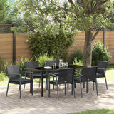 Garden Dining Set 7 pcs Black and Grey PE Rattan