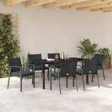 Garden Dining Set 7 pcs Black and Grey PE Rattan