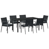 Garden Dining Set 7 pcs Black and Grey PE Rattan