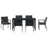 Garden Dining Set 7 pcs Black and Grey PE Rattan - Close-Up Angle