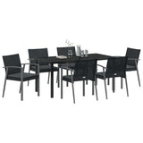 Garden Dining Set 7 pcs Black and Grey PE Rattan