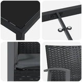 Garden Dining Set 7 pcs Black and Grey PE Rattan