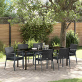 Garden Dining Set 7 pcs Black and Grey PE Rattan