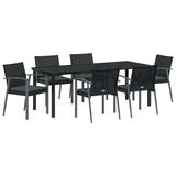 Garden Dining Set 7 pcs Black and Grey PE Rattan