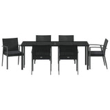 Garden Dining Set 7 pcs Black and Grey PE Rattan - Close-Up Angle