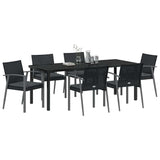 Garden Dining Set 7 pcs Black and Grey PE Rattan