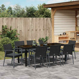 Garden Dining Set 9 pcs Black and Grey PE Rattan