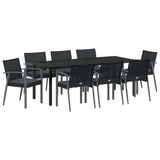 Garden Dining Set 9 pcs Black and Grey PE Rattan