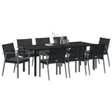 Garden Dining Set 9 pcs Black and Grey PE Rattan - Side View