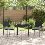 Garden Dining Set 3 pcs Black and Light Grey PE Rattan