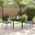 Garden Dining Set 3 pcs Black and Light Grey PE Rattan