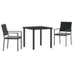 Garden Dining Set 3 pcs Black and Light Grey PE Rattan