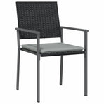 Garden Dining Set 3 pcs Black and Light Grey PE Rattan