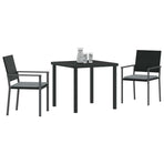 Garden Dining Set 3 pcs Black and Light Grey PE Rattan