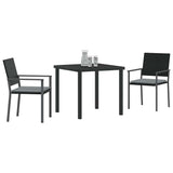 Garden Dining Set 3 pcs Black and Light Grey PE Rattan - Side View