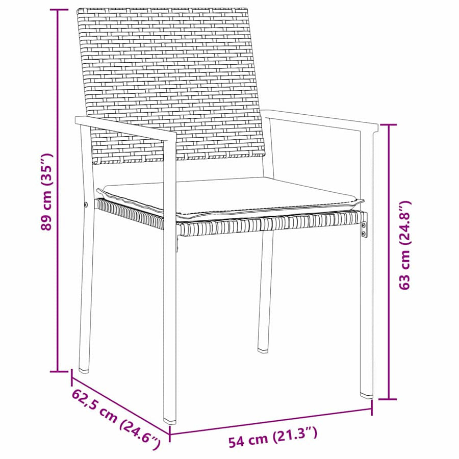 Garden Dining Set 3 pcs Black and Light Grey PE Rattan