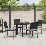 Garden Dining Set 5 pcs Black and Light Grey PE Rattan - Top-Down View