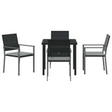 Garden Dining Set 5 pcs Black and Light Grey PE Rattan - Close-Up Angle