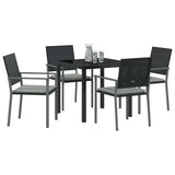 Garden Dining Set 5 pcs Black and Light Grey PE Rattan - Side View