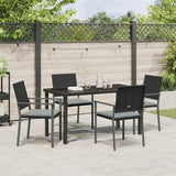 Garden Dining Set 5 pcs Black and Light Grey PE Rattan - Top-Down View