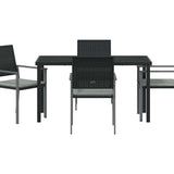 Garden Dining Set 5 pcs Black and Light Grey PE Rattan - Close-Up Angle