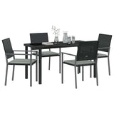 Garden Dining Set 5 pcs Black and Light Grey PE Rattan