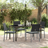 Garden Dining Set 5 pcs Black and Light Grey PE Rattan