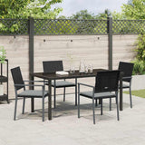 Garden Dining Set 5 pcs Black and Light Grey PE Rattan - Top-Down View