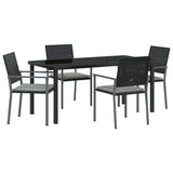 Garden Dining Set 5 pcs Black and Light Grey PE Rattan - Front View