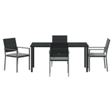 Garden Dining Set 5 pcs Black and Light Grey PE Rattan - Close-Up Angle