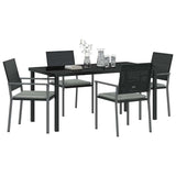 Garden Dining Set 5 pcs Black and Light Grey PE Rattan - Side View