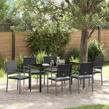 Garden Dining Set 7 pcs Black and Light Grey PE Rattan
