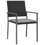 Garden Dining Set 7 pcs Black and Light Grey PE Rattan - Rear View