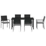 Garden Dining Set 7 pcs Black and Light Grey PE Rattan - Close-Up Angle