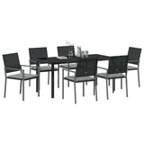 Garden Dining Set 7 pcs Black and Light Grey PE Rattan