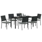 Garden Dining Set 7 pcs Black and Light Grey PE Rattan