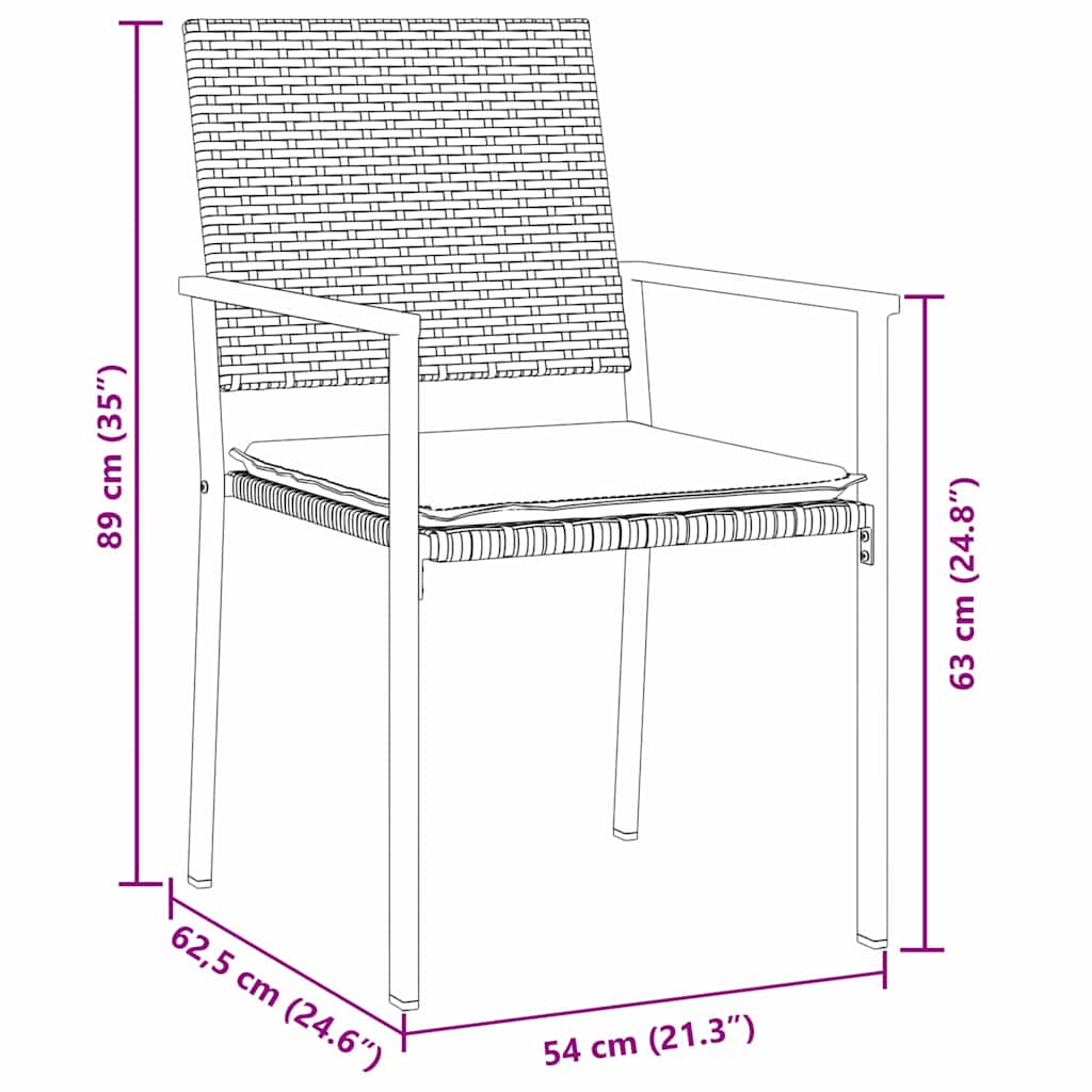 Garden Dining Set 7 pcs Black and Light Grey PE Rattan