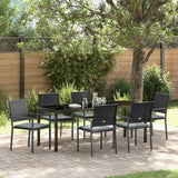 Garden Dining Set 7 pcs Black and Light Grey PE Rattan