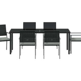 Garden Dining Set 7 pcs Black and Light Grey PE Rattan