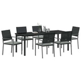 Garden Dining Set 7 pcs Black and Light Grey PE Rattan - Side View