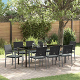 Garden Dining Set 9 pcs Black and Light Grey PE Rattan