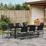 Garden Dining Set 9 pcs Black and Light Grey PE Rattan - Top-Down View