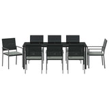 Garden Dining Set 9 pcs Black and Light Grey PE Rattan - Close-Up Angle