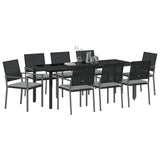 Garden Dining Set 9 pcs Black and Light Grey PE Rattan