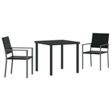 Garden Dining Set 3 pcs Black PE Rattan