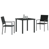 Garden Dining Set 3 pcs Black PE Rattan