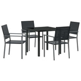 Garden Dining Set 5 pcs Black PE Rattan