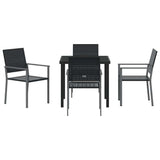 Garden Dining Set 5 pcs Black PE Rattan - Close-Up Angle
