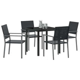 Garden Dining Set 5 pcs Black PE Rattan - Side View
